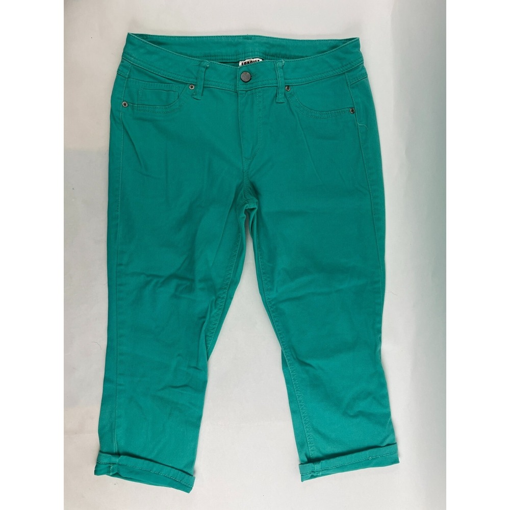 Fragile Jeans Women's Size 8 Turquoise Straight Capri Mid Rise Back Pocket Flaps